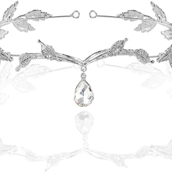 Crystal Leaf Wedding Diadem Headband Bridal Bridesmaid Tiara with Gift Box